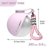 Portable Stainless Steel Cat & Dog Water Bottle, Leak-Proof 2-in-1 with Bowl, One-Press Drink & Feed for Outdoor Walks & Travel, Lightweight & Easy to Carry, Pet Essential./PINK