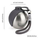 Portable Stainless Steel Cat & Dog Water Bottle, Leak-Proof 2-in-1 with Bowl, One-Press Drink & Feed for Outdoor Walks & Travel, Lightweight & Easy to Carry, Pet Essential./PINK