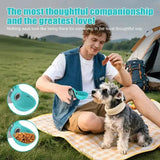 Portable Stainless Steel Cat & Dog Water Bottle, Leak-Proof 2-in-1 with Bowl, One-Press Drink & Feed for Outdoor Walks & Travel, Lightweight & Easy to Carry, Pet Essential./GREY