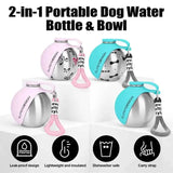 Portable Stainless Steel Cat & Dog Water Bottle, Leak-Proof 2-in-1 with Bowl, One-Press Drink & Feed for Outdoor Walks & Travel, Lightweight & Easy to Carry, Pet Essential./GREY