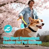 Portable Stainless Steel Cat & Dog Water Bottle, Leak-Proof 2-in-1 with Bowl, One-Press Drink & Feed for Outdoor Walks & Travel, Lightweight & Easy to Carry, Pet Essential./GREY