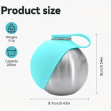Portable Stainless Steel Cat & Dog Water Bottle, Leak-Proof 2-in-1 with Bowl, One-Press Drink & Feed for Outdoor Walks & Travel, Lightweight & Easy to Carry, Pet Essential./GREY