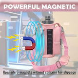 6-Magnet Suction Fitness Water Bottle Bag: Comes with Phone Pocket + Multi-Pocket Crossbody Design, Adjustable Shoulder Strap, Compatible with Treadmill and Squat Rack, Thickened Wear-Resistant Sports Essential/pink