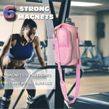 6-Magnet Suction Fitness Water Bottle Bag: Comes with Phone Pocket + Multi-Pocket Crossbody Design, Adjustable Shoulder Strap, Compatible with Treadmill and Squat Rack, Thickened Wear-Resistant Sports Essential/BLACK