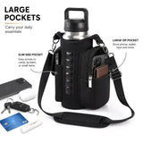 6-Magnet Suction Fitness Water Bottle Bag: Comes with Phone Pocket + Multi-Pocket Crossbody Design, Adjustable Shoulder Strap, Compatible with Treadmill and Squat Rack, Thickened Wear-Resistant Sports Essential/GREY