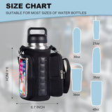Transparent Single Row 6 Magnet Fitness Water Bottle Bag: HD touchscreen phone pocket, multi-pocket storage, thickened wear-resistant material securely attaches to equipment, one bag handles all sports and travel needs./black