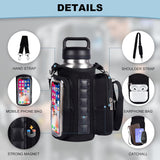 Transparent Single Row 6 Magnet Fitness Water Bottle Bag: HD touchscreen phone pocket, multi-pocket storage, thickened wear-resistant material securely attaches to equipment, one bag handles all sports and travel needs./black