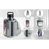 Transparent Single Row 6 Magnet Fitness Water Bottle Bag: HD touchscreen phone pocket, multi-pocket storage, thickened wear-resistant material securely attaches to equipment, one bag handles all sports and travel needs./black