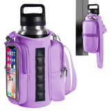 Transparent Single Row 6 Magnet Fitness Water Bottle Bag: HD touchscreen phone pocket, multi-pocket storage, thickened wear-resistant material securely attaches to equipment, one bag handles all sports and travel needs./black