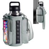 Transparent Single Row 6 Magnet Fitness Water Bottle Bag: HD touchscreen phone pocket, multi-pocket storage, thickened wear-resistant material securely attaches to equipment, one bag handles all sports and travel needs./black