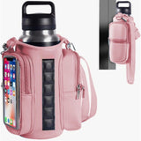 Transparent Single Row 6 Magnet Fitness Water Bottle Bag: HD touchscreen phone pocket, multi-pocket storage, thickened wear-resistant material securely attaches to equipment, one bag handles all sports and travel needs./purple