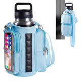 Transparent Single Row 6 Magnet Fitness Water Bottle Bag: HD touchscreen phone pocket, multi-pocket storage, thickened wear-resistant material securely attaches to equipment, one bag handles all sports and travel needs./purple