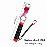 Aluminum Alloy Fish Control & Weighing Tool – Curved Jaw Anti-slip Lock, 18KG Instant Reading Scale（red)