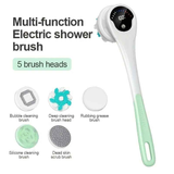 Multi-Function Electric Body Brush: 360° Rotation, Auto-Cleaning, 5 Brush Heads, 3-Speed Adjustment, Wet & Dry Use for Home Spa Experience.pink