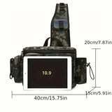 Camouflage Fishing Waist Bag – Large Capacity Multi-layer Partition, Side Pockets & Winding Strap for Full Loading, Breathable Shoulder Strap for Long-lasting Comfort(Black camouflage)