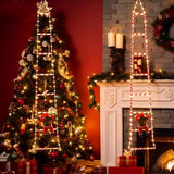 1.8M 8-Step USB Remote Control Christmas Climbing Ladder Light, IP65 Waterproof with 8 Modes, Dynamic Climbing Santa, Indoor & Outdoor Holiday Decoration (Warm Light)