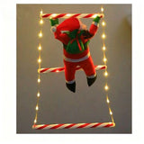 1.8M 8-Step USB Remote Control Christmas Climbing Ladder Light, IP65 Waterproof with 8 Modes, Dynamic Climbing Santa, Indoor & Outdoor Holiday Decoration (Warm Light)