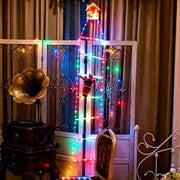 1.8M 8-Step USB Remote Control Christmas Climbing Ladder Light, IP65 Waterproof with 8 Modes, Dynamic Climbing Santa, Indoor & Outdoor Holiday Decoration (Colorful Light)