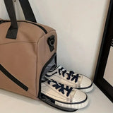 KAYINAI Travel Bag: 20-35L Spacious Storage, Independent Shoe Compartment for Dry/Wet Separation, Lightweight Hand-Carry/Crossbody 2-in-1./GREY