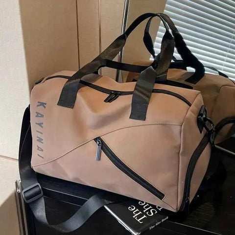 KAYINAI Travel Bag: 20-35L Spacious Storage, Independent Shoe Compartment for Dry/Wet Separation, Lightweight Hand-Carry/Crossbody 2-in-1./khaki