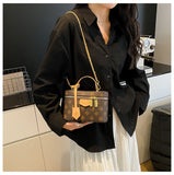 Vintage Brown & Gold Mini Square Bag, Three Ways to Carry — Lightweight Versatile Commuter Bag./BLACK