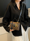 Vintage Brown & Gold Mini Square Bag, Three Ways to Carry — Lightweight Versatile Commuter Bag./BLACK