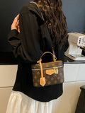 Vintage Brown & Gold Mini Square Bag, Three Ways to Carry — Lightweight Versatile Commuter Bag./BLACK