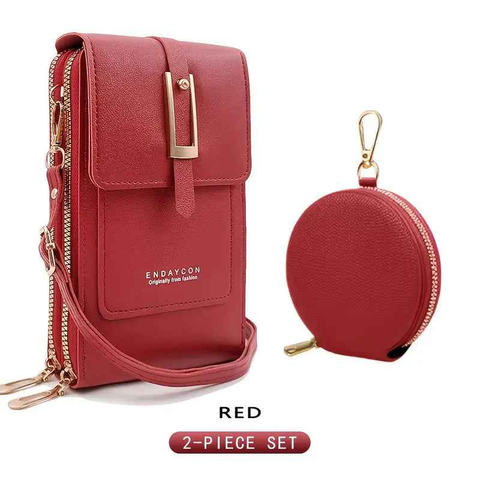 PVC Phone Bag and Coin Purse Two in One: High Definition Touch Screen Window for Sensitive Control, Zipper Anti Loss Adjustable Shoulder Strap, Practical and Beautiful for Travel Storage/red In Australia - Darrahopens