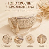 Bohemian Crochet Crossbody Bag: Handmade Openwork with Tassels, Lightweight & Spacious, Versatile for Commuting & Vacation./creamy white In Australia - Darrahopens