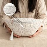 Bohemian Crochet Crossbody Bag: Handmade Openwork with Tassels, Lightweight & Spacious, Versatile for Commuting & Vacation/BLACK