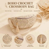 Bohemian Crochet Crossbody Bag: Handmade Openwork with Tassels, Lightweight & Spacious, Versatile for Commuting & Vacation./BROWN In Australia - Darrahopens