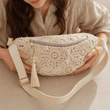 Bohemian Crochet Crossbody Bag: Handmade Openwork with Tassels, Lightweight & Spacious, Versatile for Commuting & Vacation./BROWN In Australia - Darrahopens