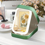 Portable 3-Light LED Makeup Mirror with Organizer – Travel Vanity Case, Rechargeable Touch Control Makeup Box for Home & Travel(pink)