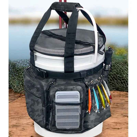 Multi-Functional Tactical Fishing Bucket Backpack, Waterproof Large Capacity, Built-in Livewell, All Gear Storage in One Bag