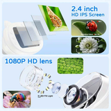 Children's 1000X Digital Microscope 2.4 Inch IPS Screen Portable Mini LED Microscope with Photo Video and PC Connection Science Educational Toy.YELLOW