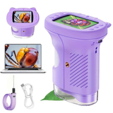 Children's 1000X Digital Microscope 2.4 Inch IPS Screen Portable Mini LED Microscope with Photo Video and PC Connection Science Educational Toy.PINK