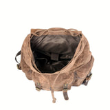 Retro Waxed Canvas Backpack, Crazy Horse Leather Large Capacity, Waterproof Outdoor Travel, Drawstring Closure, Comfort & Load Relief!(khaki) In Australia - Darrahopens