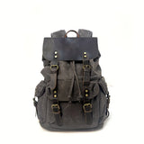 Retro Waxed Canvas Backpack, Crazy Horse Leather Large Capacity, Waterproof Outdoor Travel, Drawstring Closure, Comfort & Load Relief!(brown)
