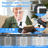 LED 5X Magnifying Glass with Light, Type-C Charging with Three Brightness Levels, Full Frame Protection with Extra-Long Gooseneck – A Great Helper for Seniors' Reading and Handcraft Repairs./GREY