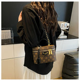 Vintage Brown & Gold Mini Square Bag, Three Ways to Carry — Lightweight Versatile Commuter Bag./brown