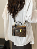 Vintage Brown & Gold Mini Square Bag, Three Ways to Carry — Lightweight Versatile Commuter Bag./brown