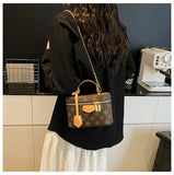 Vintage Brown & Gold Mini Square Bag, Three Ways to Carry — Lightweight Versatile Commuter Bag./brown