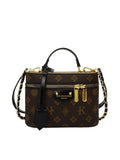 Vintage Brown & Gold Mini Square Bag, Three Ways to Carry — Lightweight Versatile Commuter Bag./brown