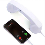 Retro mobile phone handset: Type-C plug-and-play, compatible with iPhone and Android, anti-radiation for ear protection, HD calls, a vintage desktop essential.WHITE