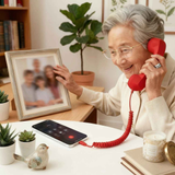 Retro mobile phone handset: Type-C plug-and-play, compatible with iPhone and Android, anti-radiation for ear protection, HD calls, a vintage desktop essential.WHITE