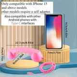 Retro mobile phone handset: Type-C plug-and-play, compatible with iPhone and Android, anti-radiation for ear protection, HD calls, a vintage desktop essential.WHITE