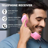 Retro mobile phone handset: Type-C plug-and-play, compatible with iPhone and Android, anti-radiation for ear protection, HD calls, a vintage desktop essential.WHITE