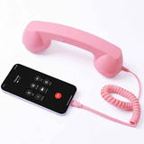 Retro mobile phone handset: Type-C plug-and-play, compatible with iPhone and Android, anti-radiation for ear protection, HD calls, a vintage desktop essential.WHITE