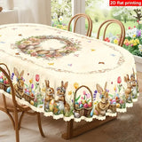 Polyester Easter Tablecloth, Bunny Egg Waterproof Printed Decoration（150*150CM/60*60IN) In Australia - Darrahopens