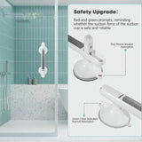 Drill-free Suction Cup Safety Grab Bar – Dual Suction Cup Vacuum Adsorption, Load Capacity 120kg, Red and Green Indicator Light for Visual Safety, Anti-slip Handle for Multi-scenario Use